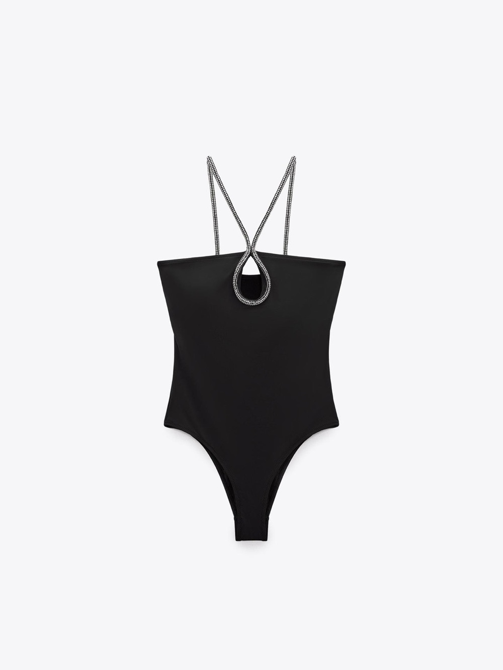 Zara Black One-Piece Swimsuit with Beaded Straps